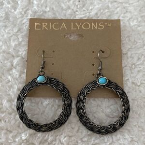 New Erica Lyons basket weave drop pierced earrings